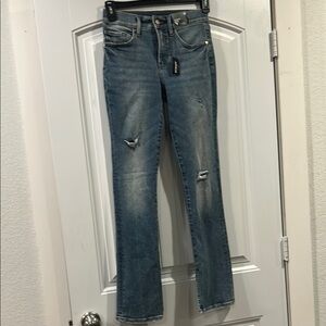 Express Brand new with tags Classic Blue Distressed Women bootcut Jeans Size 4R